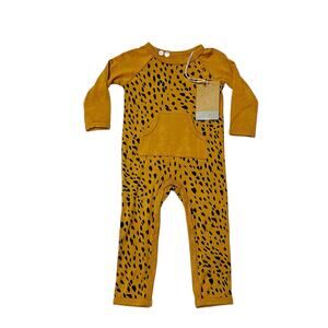 Kyte Marigold Cheetah Longall Bamboo Romper Size 6-12 months